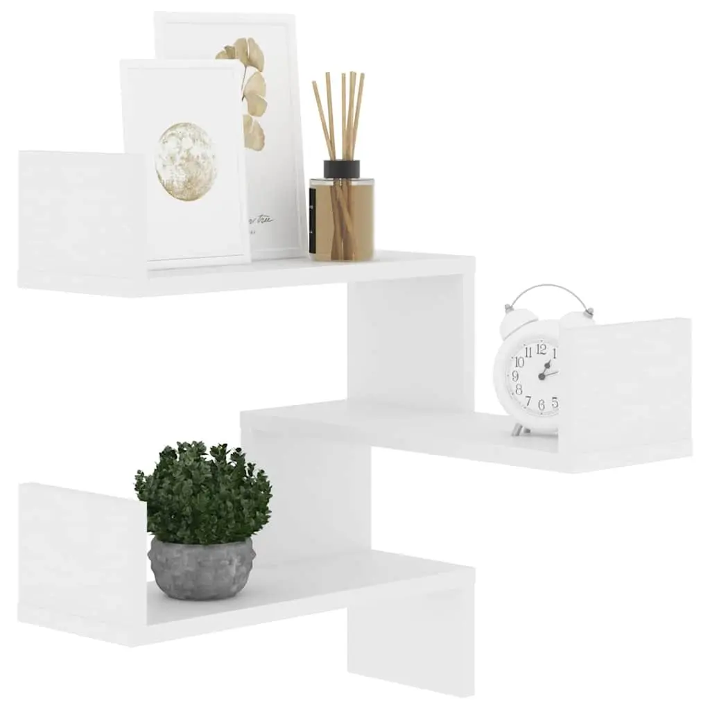 Wall Corner Shelf White Storage Display Unit 40 x 40 x 50 cm