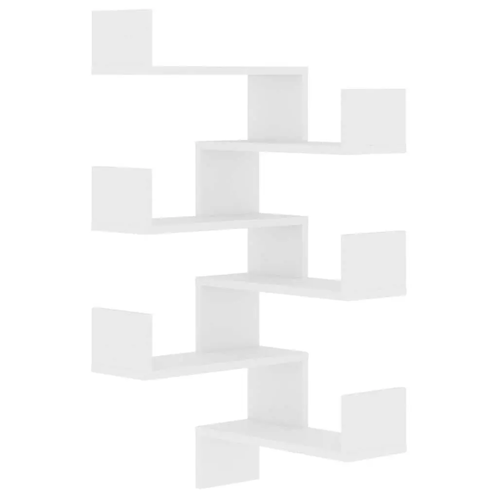 Wall Corner Shelves 2 Pieces White Display Storage Unit Living Room Bedroom