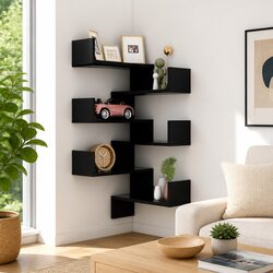 Your Ideal Black Corner Shelves - 2 pcs for Home Decor