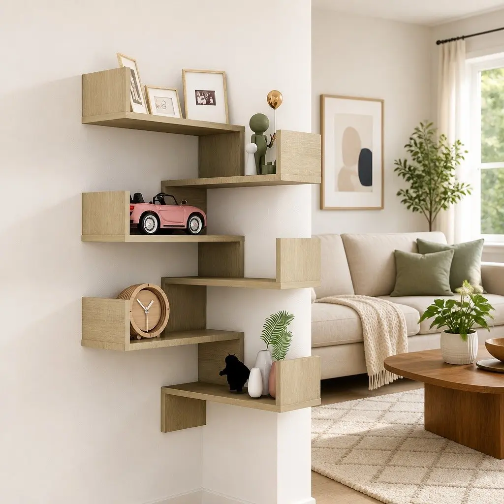 Wall Corner Shelves Brown Engineered Wood 40x40x50 cm