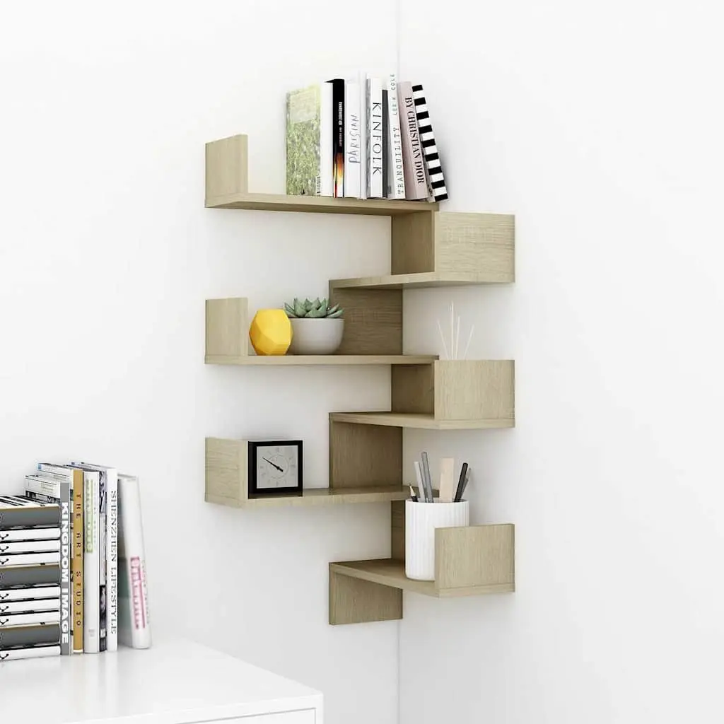Wall Corner Shelves Brown Engineered Wood 40x40x50 cm