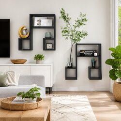Your Friendly Music Note Wall Shelf Black 50x15x50 cm
