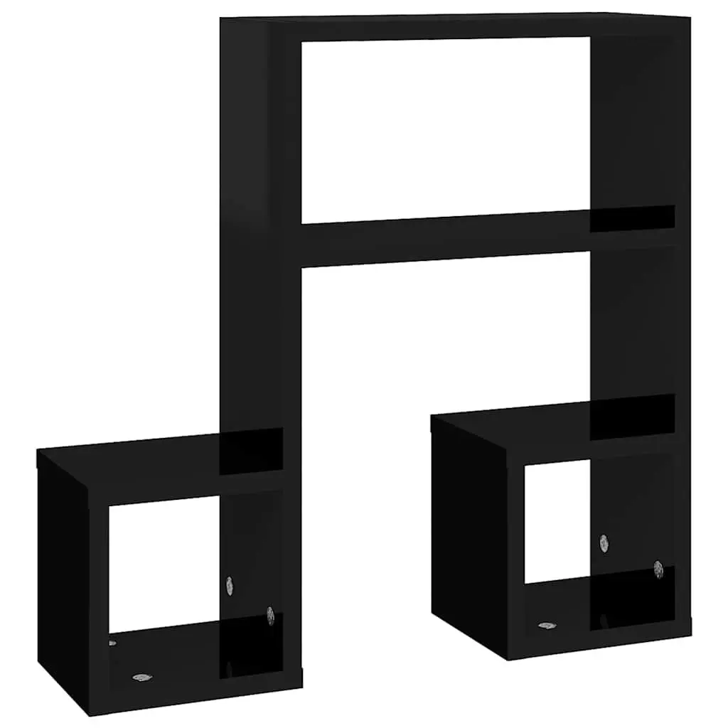 Music Note Wall Shelf Black 50x15x50 cm Floating Storage Display Shelves 2 Piece