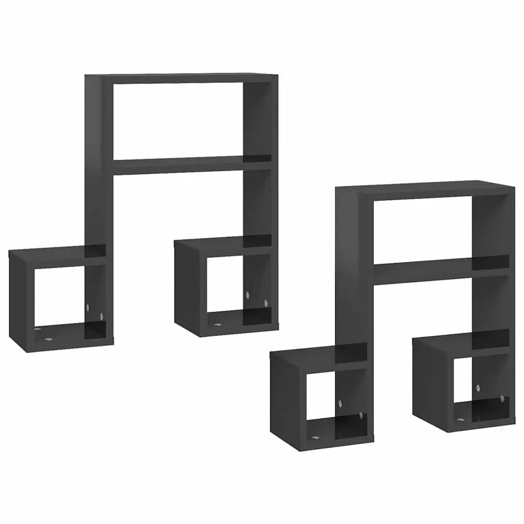 Music Note Wall Shelf Grey 2 Piece Storage Display Hanging Shelves Home Decor
