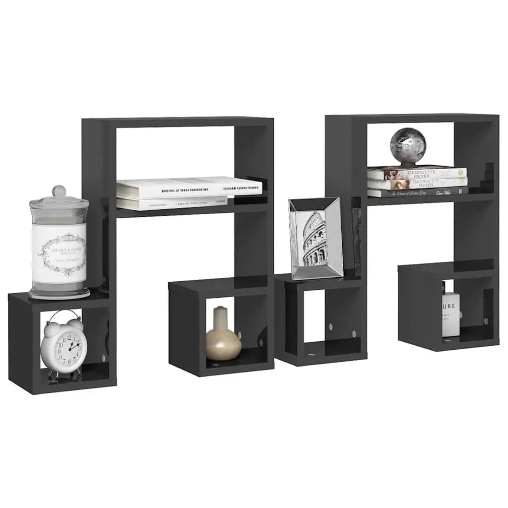 Music Note Wall Shelf Grey 2 Piece Storage Display Hanging Shelves Home Decor
