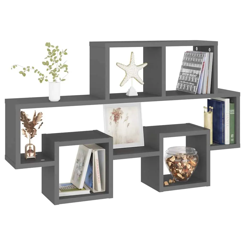 Car-Shaped Wall Shelf Grey Open Compartment 82L x 15W x 51H cm