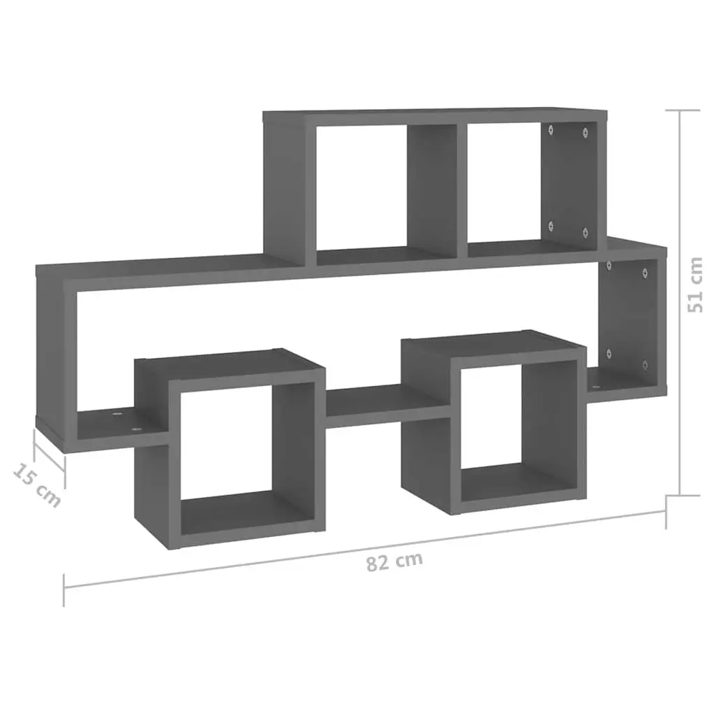 Car-Shaped Wall Shelf Grey Open Compartment 82L x 15W x 51H cm