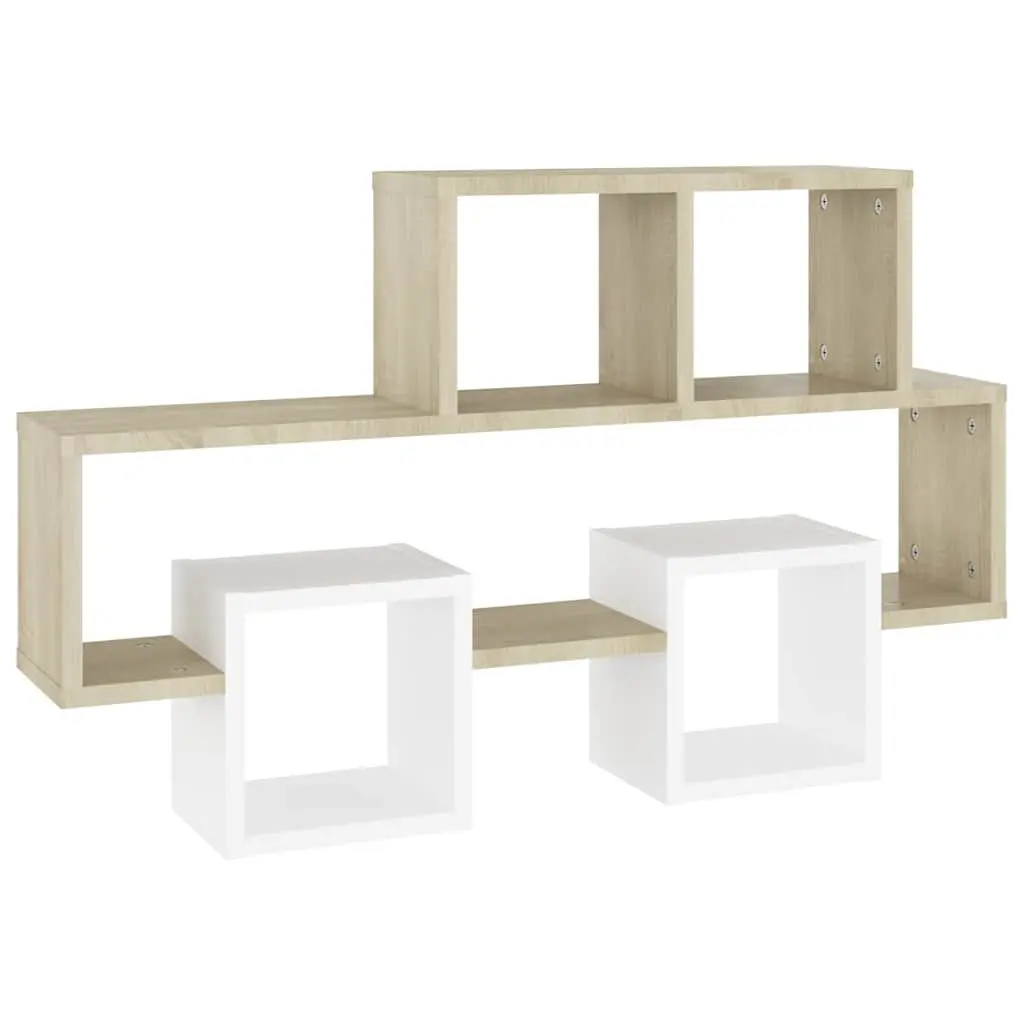 Car-Shaped Wall Shelf White Sonoma Oak Engineered Wood Storage Display Organizer