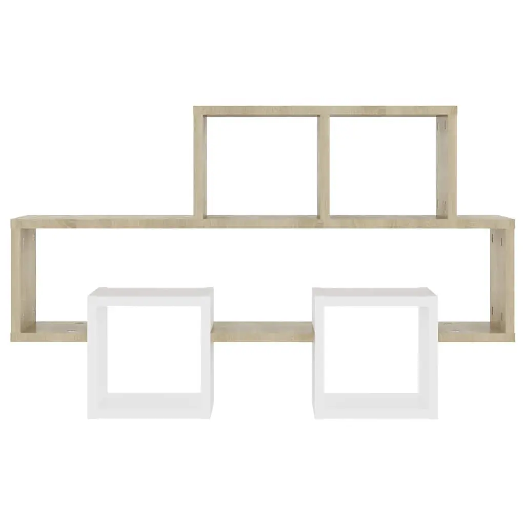 Car-Shaped Wall Shelf White Sonoma Oak Engineered Wood Storage Display Organizer