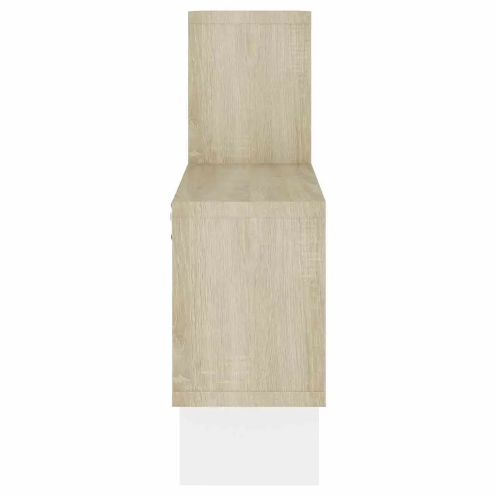 Car-Shaped Wall Shelf White Sonoma Oak Engineered Wood Storage Display Organizer