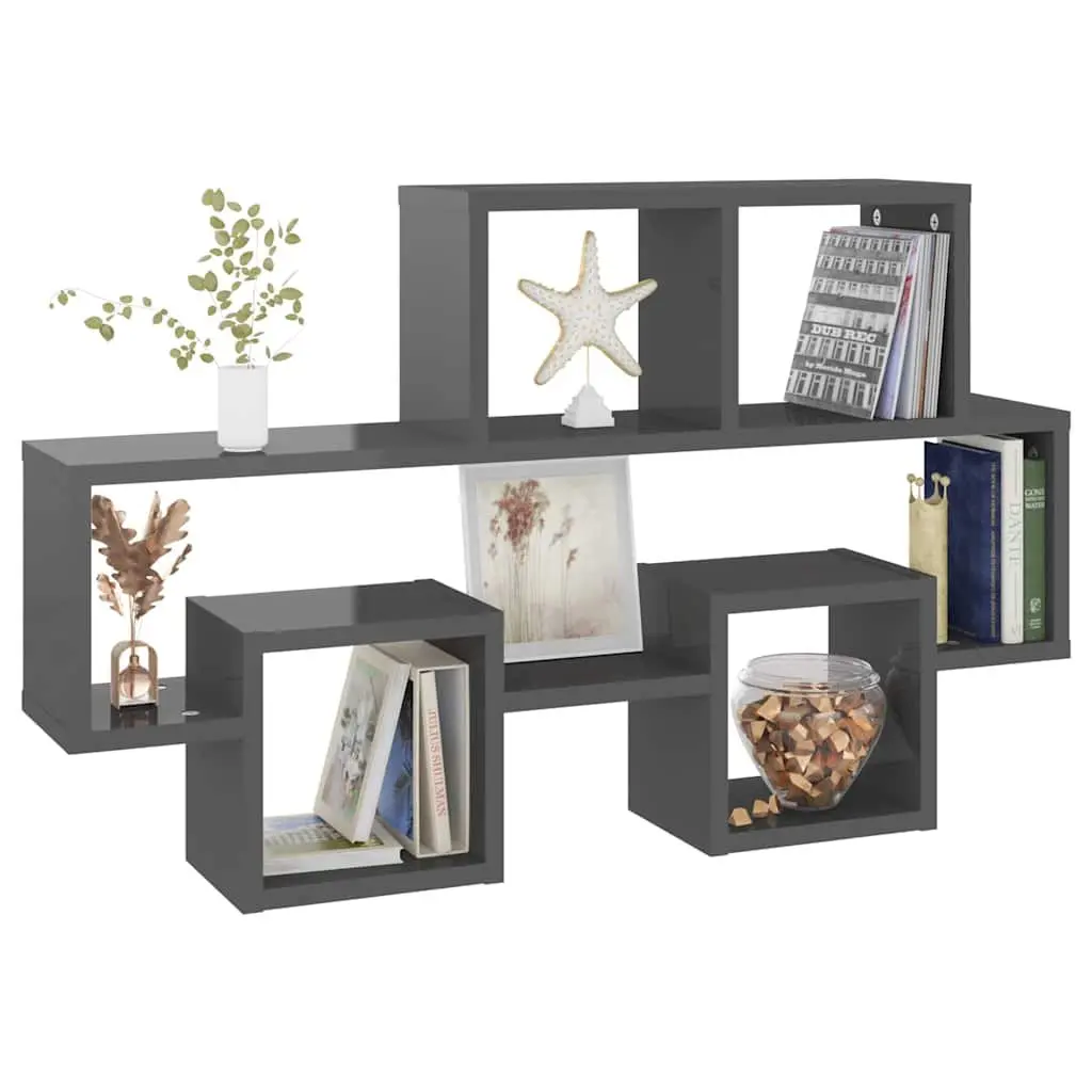 Car-Shaped Wall Shelf Grey Floating Shelving Unit 82W x 15D x 51H cm