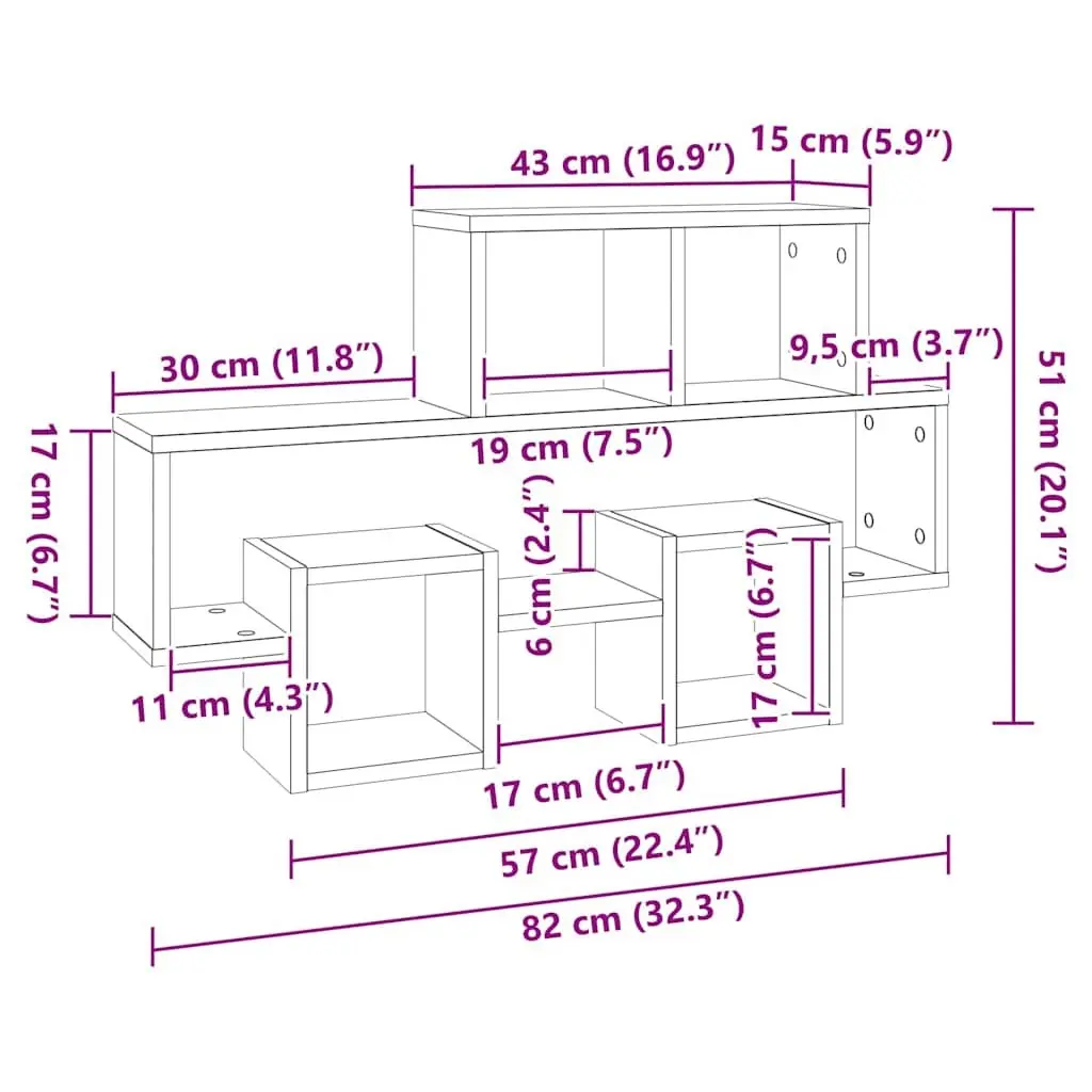 Car-Shaped Wall Shelf Grey Floating Shelving Unit 82W x 15D x 51H cm