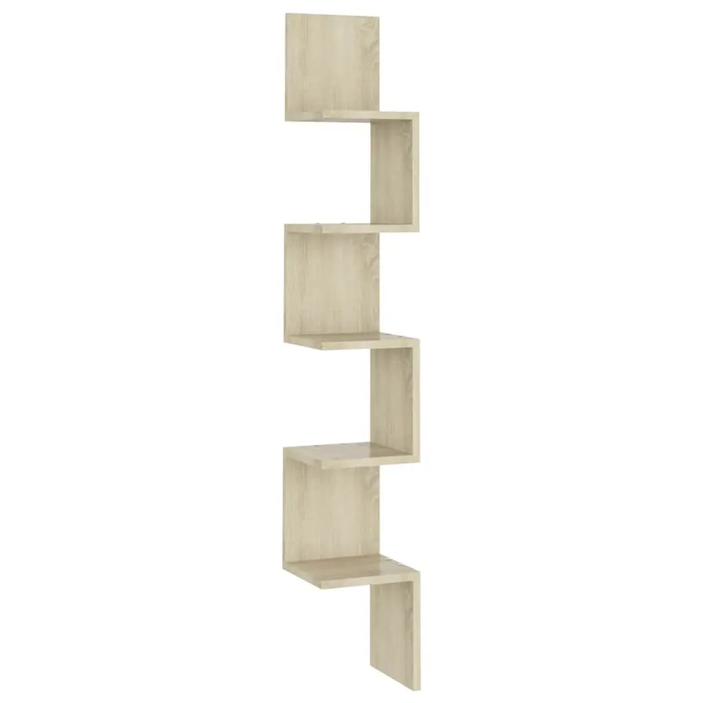 Wall Corner Shelf Brown Engineered Wood 20 x 20 x 127.5 cm