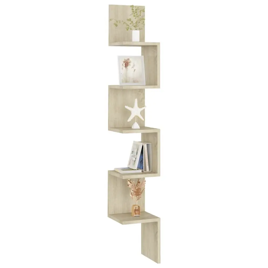 Wall Corner Shelf Brown Engineered Wood 20 x 20 x 127.5 cm
