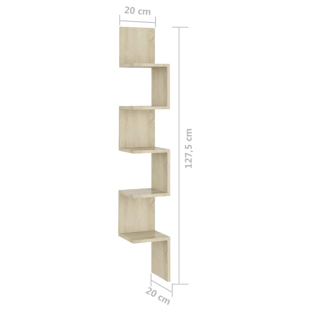 Wall Corner Shelf Brown Engineered Wood 20 x 20 x 127.5 cm