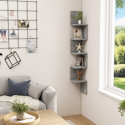 Create Space with a Friendly Grey Corner Shelf