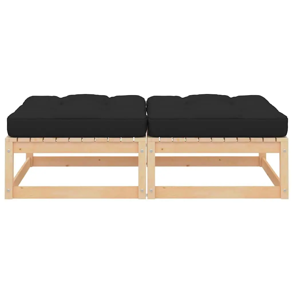 Outdoor Garden Footstools with Cushions Set of 2 Modular Seating Pieces