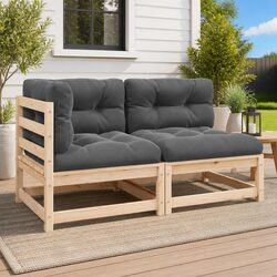 2 Piece Garden Lounge Set with Cushions Outdoor Sectional Seating Modular