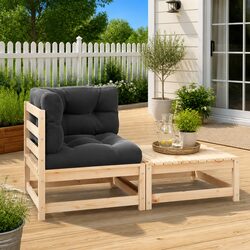 Outdoor Sectional Sofa Set 2 Piece Garden Lounge Seating with Cushions