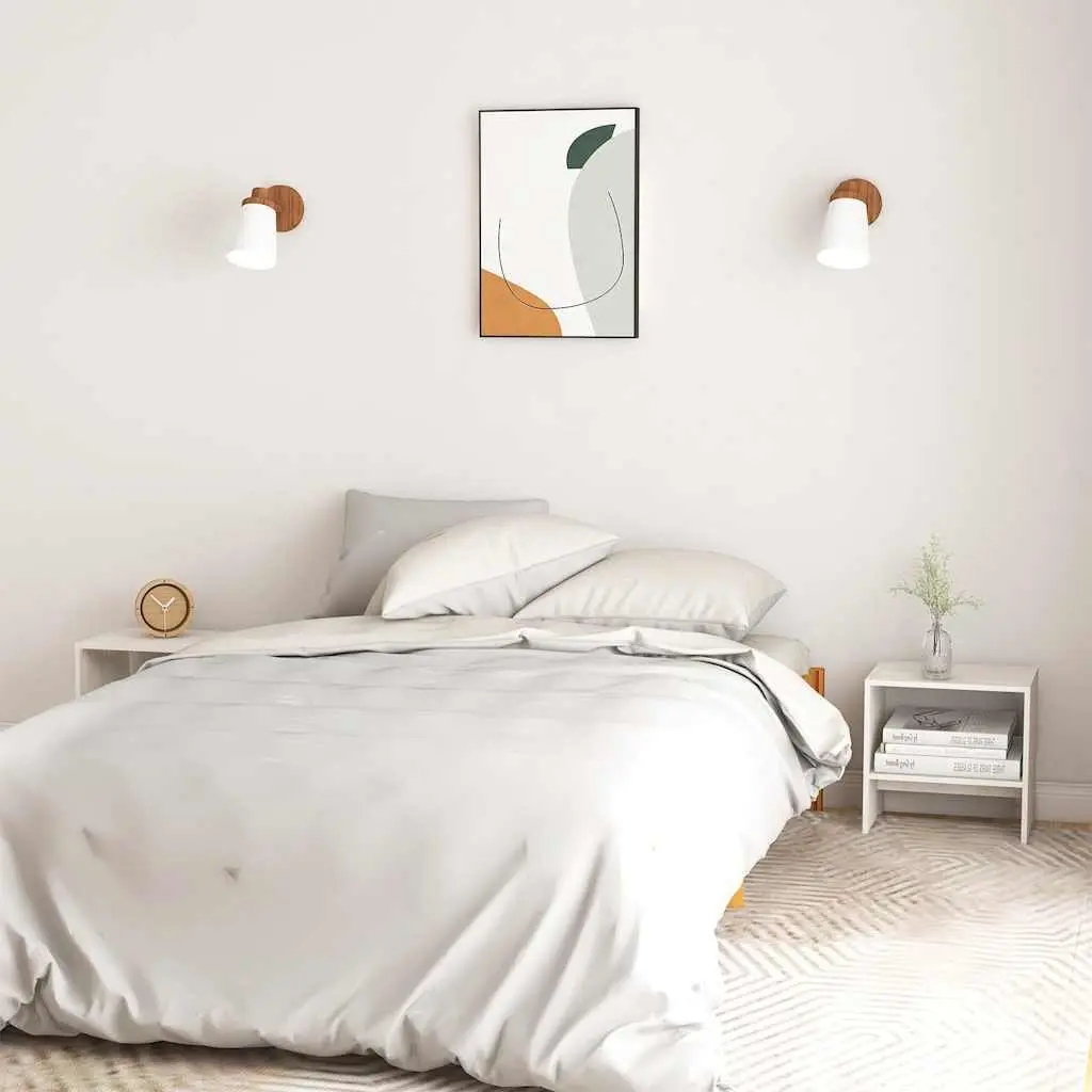 Bedside Cabinets White Solid Pinewood Nightstand 40 x 30.5 x 40 cm 2 Piece