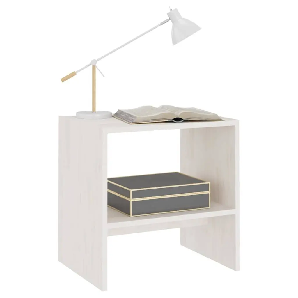 Bedside Cabinets White Solid Pinewood Nightstand 40 x 30.5 x 40 cm 2 Piece