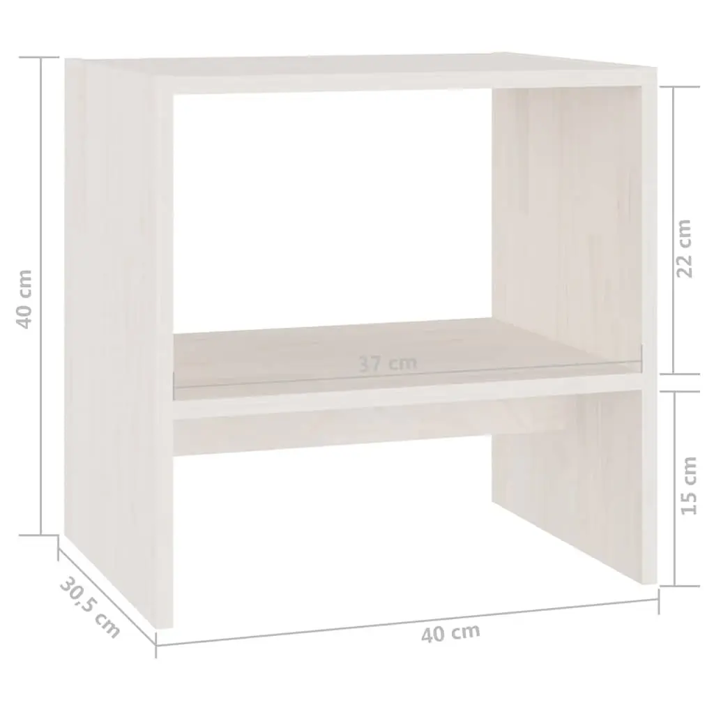 Bedside Cabinets White Solid Pinewood Nightstand 40 x 30.5 x 40 cm 2 Piece