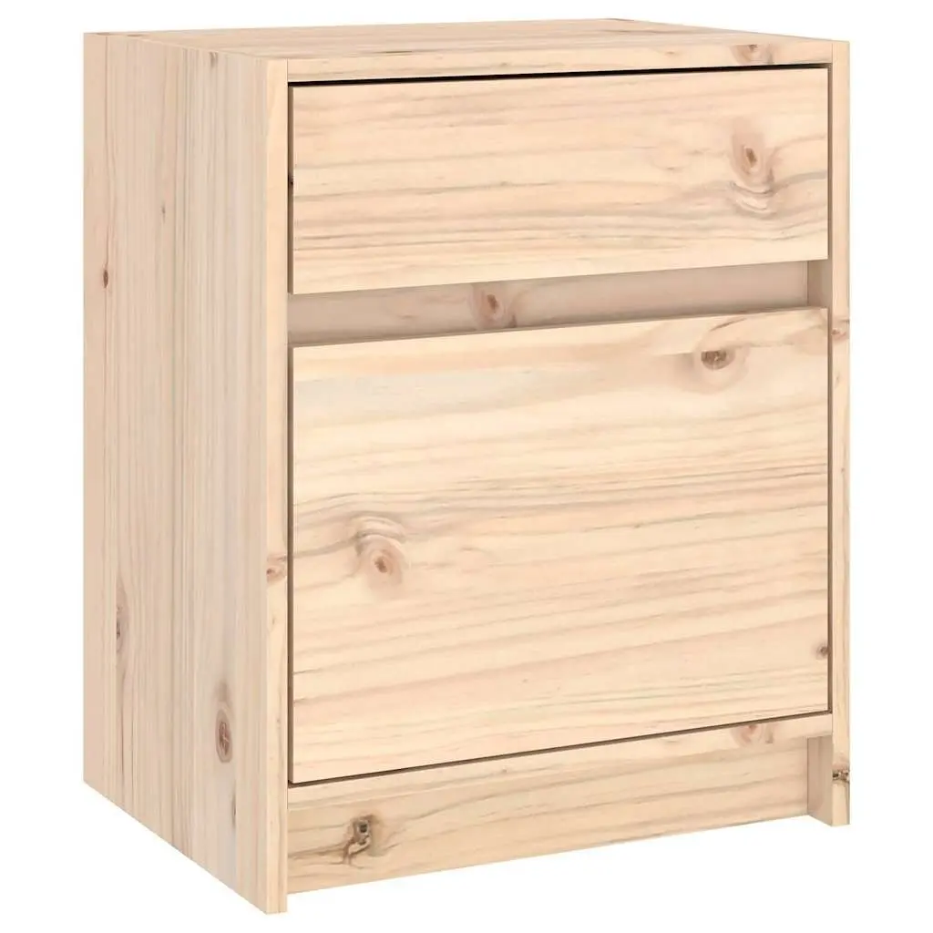 Bedside Cabinet Solid Pinewood Brown 40x31x50cm Nightstand Storage Furniture