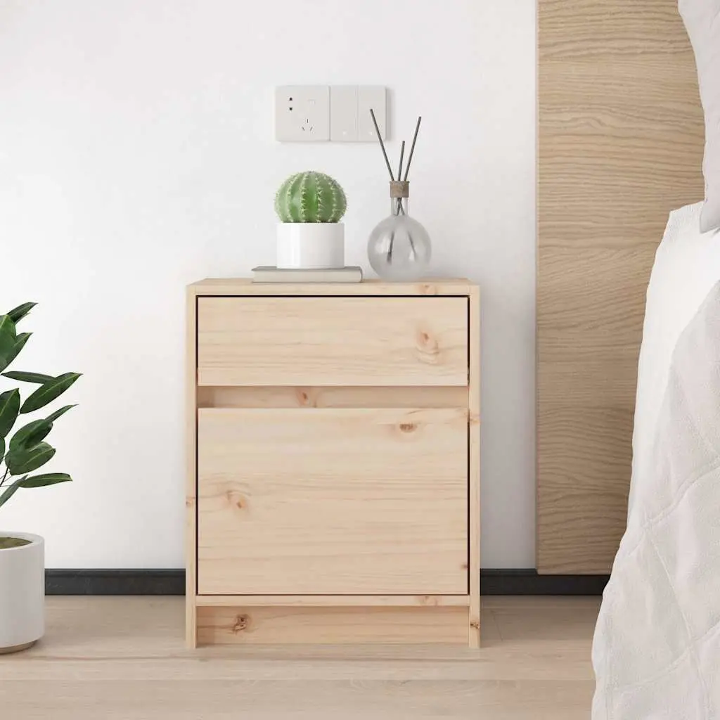 Bedside Cabinet Solid Pinewood Brown 40x31x50cm Nightstand Storage Furniture
