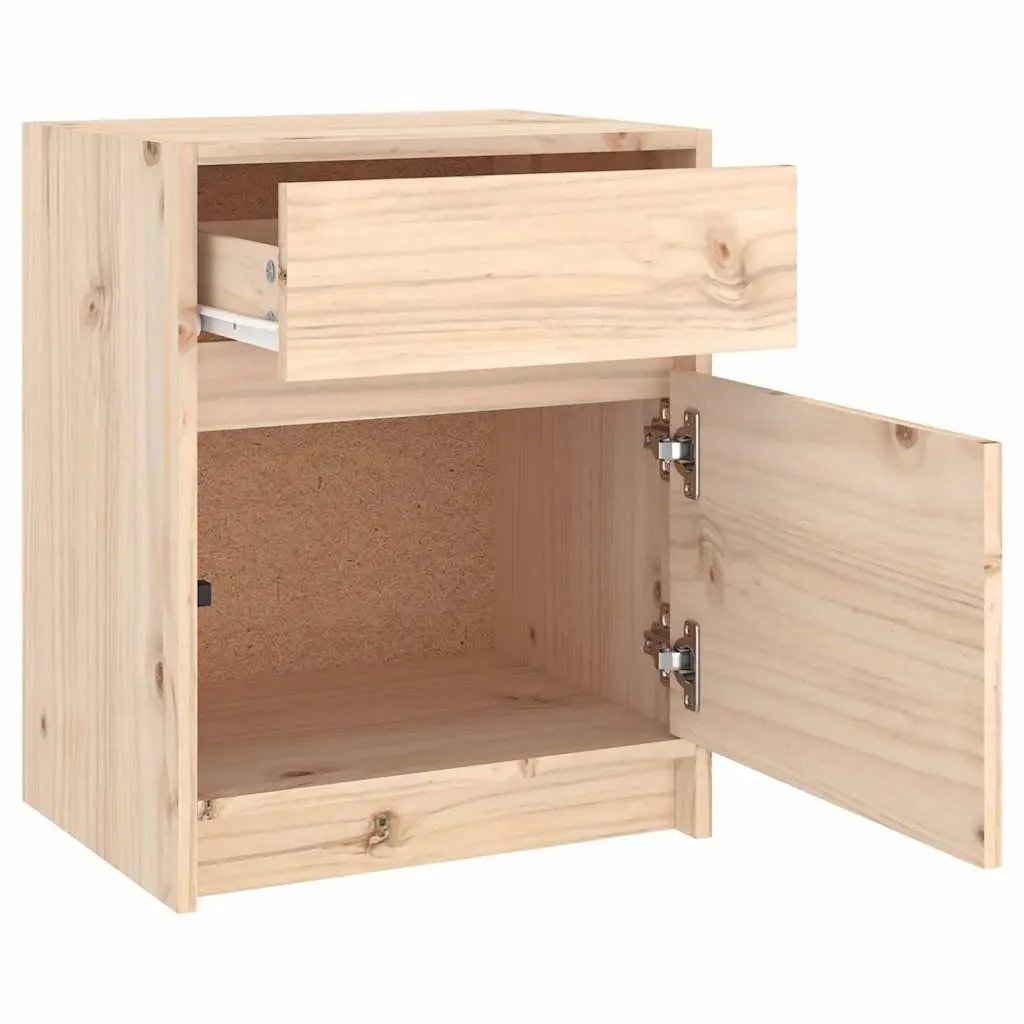Bedside Cabinet Solid Pinewood Brown 40x31x50cm Nightstand Storage Furniture