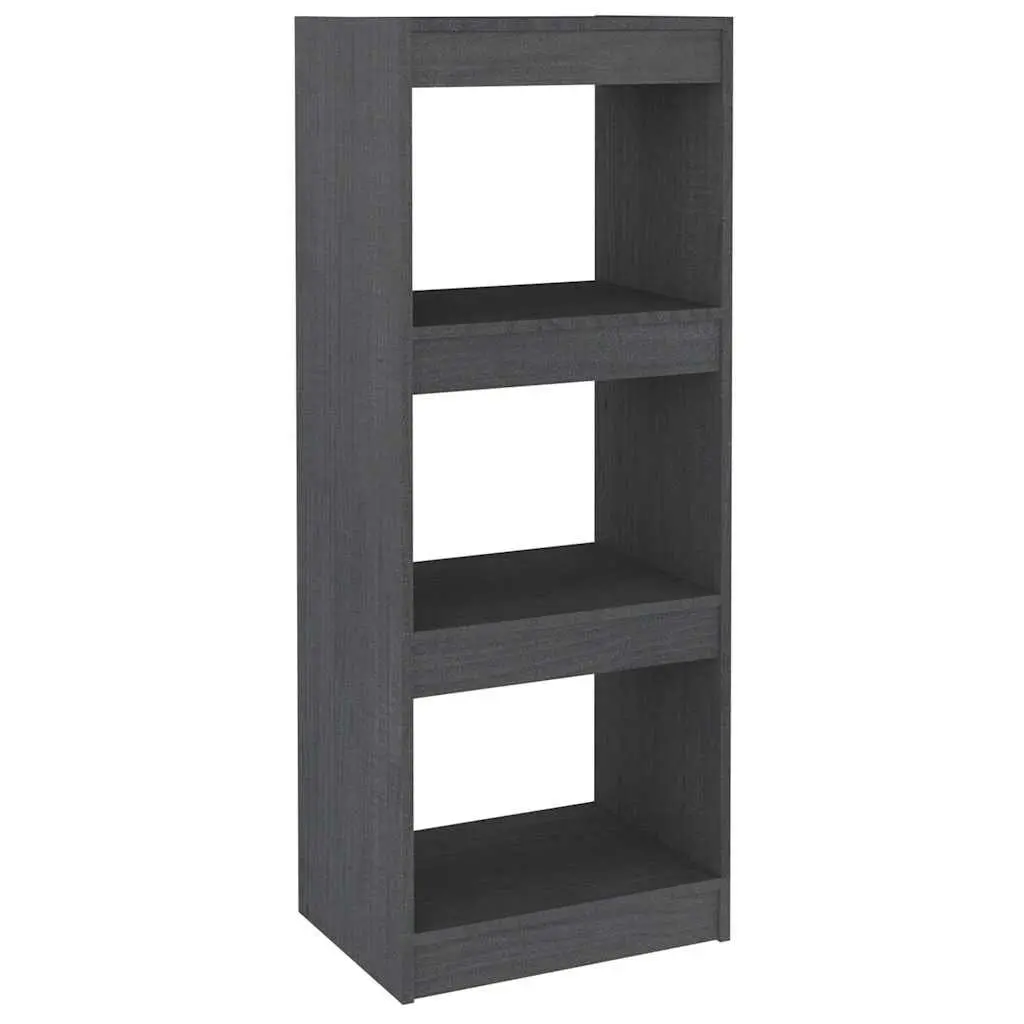 Book Cabinet Room Divider Grey Solid Pinewood 40x30x103.5cm