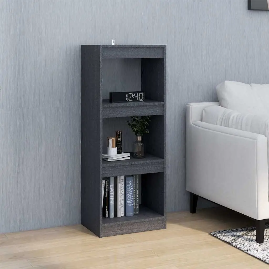 Book Cabinet Room Divider Grey Solid Pinewood 40x30x103.5cm