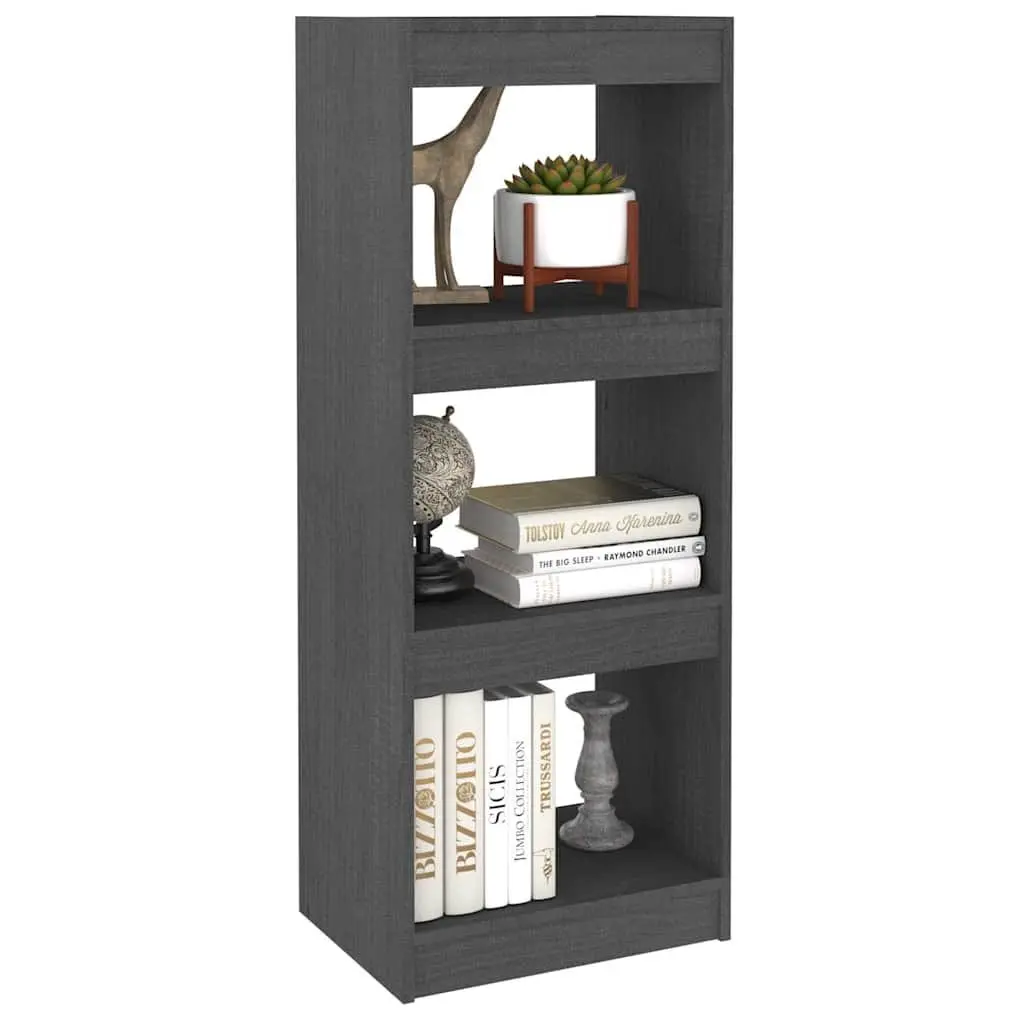 Book Cabinet Room Divider Grey Solid Pinewood 40x30x103.5cm
