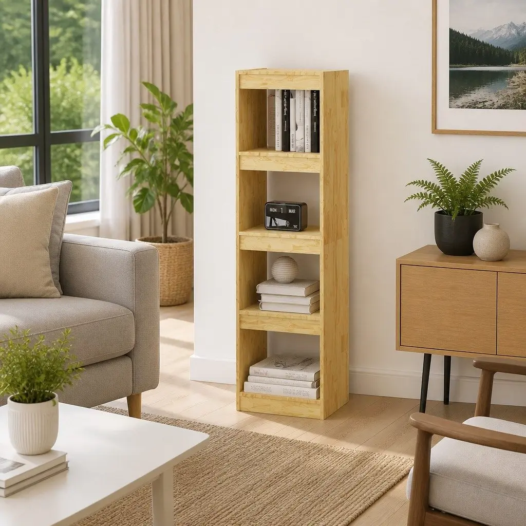 Book Cabinet Room Divider Storage Shelving Unit Wooden Bookcase Organizer