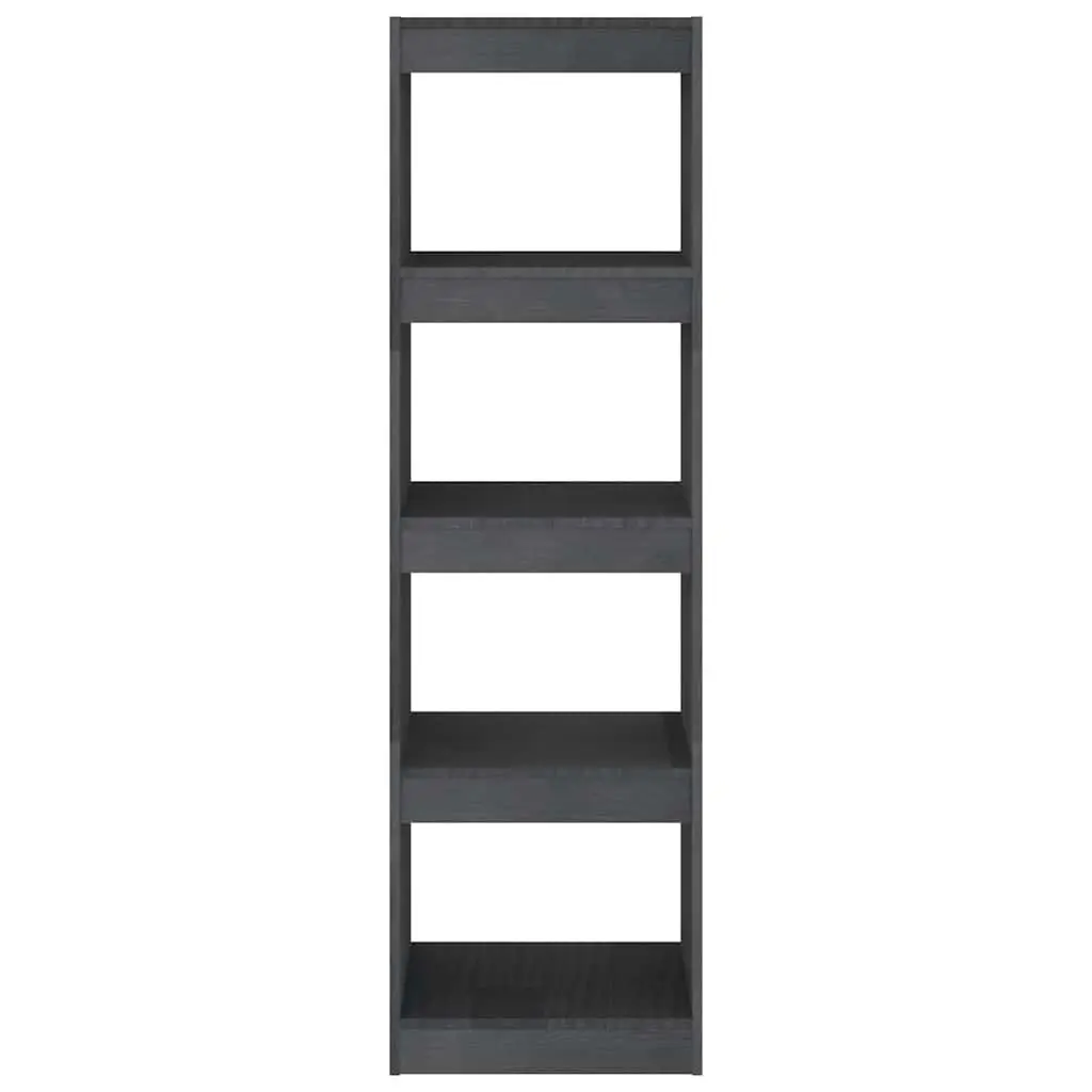 Book Cabinet Room Divider Grey Pinewood Shelving Unit 40 x 30 x 135.5 cm