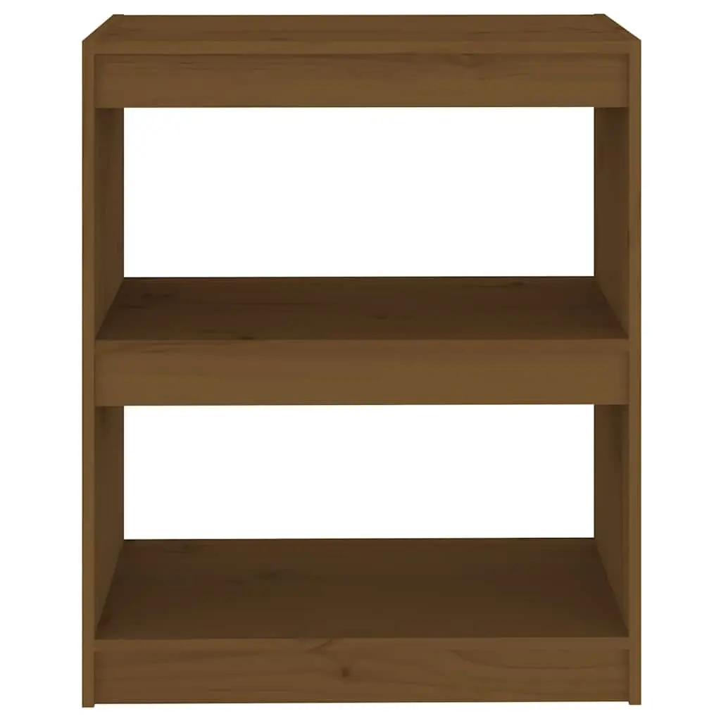 Book Cabinet Room Divider Honey Brown Solid Pinewood Bookshelf 60W x 30D x 71.5H cm