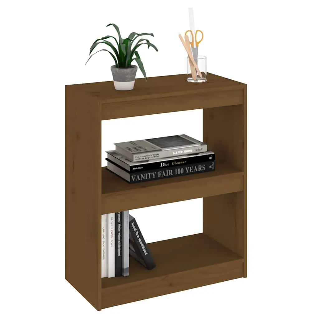 Book Cabinet Room Divider Honey Brown Solid Pinewood Bookshelf 60W x 30D x 71.5H cm
