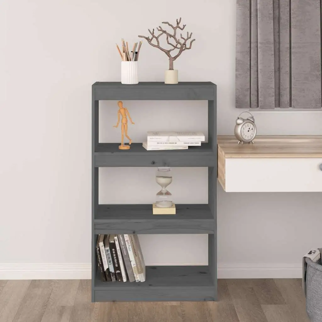 Book Cabinet Room Divider Grey 60x30x103.5 cm Solid Pine Wood Shelf Storage