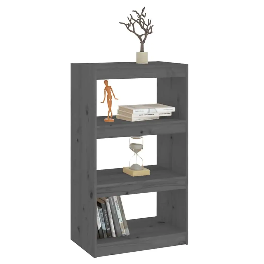 Book Cabinet Room Divider Grey 60x30x103.5 cm Solid Pine Wood Shelf Storage
