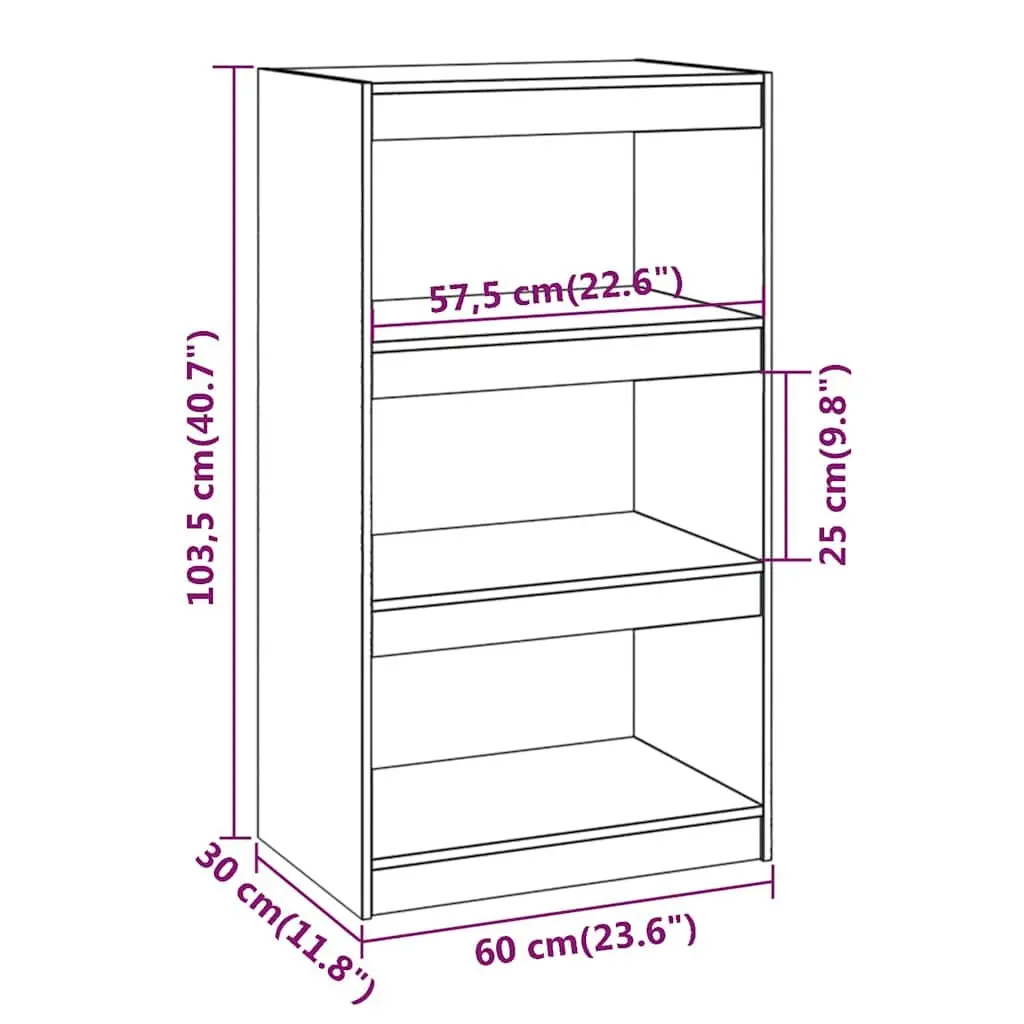 Book Cabinet Room Divider Grey 60x30x103.5 cm Solid Pine Wood Shelf Storage