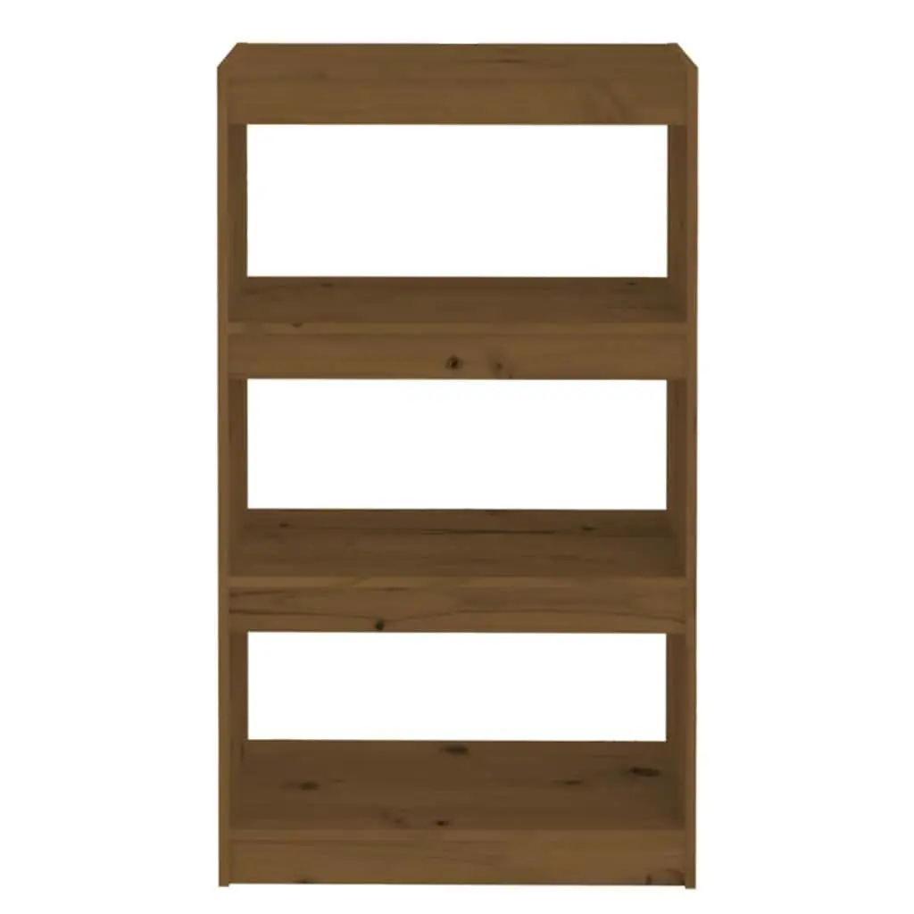 Book Cabinet Room Divider Honey Brown Wooden Bookshelf 3 Compartments Storage