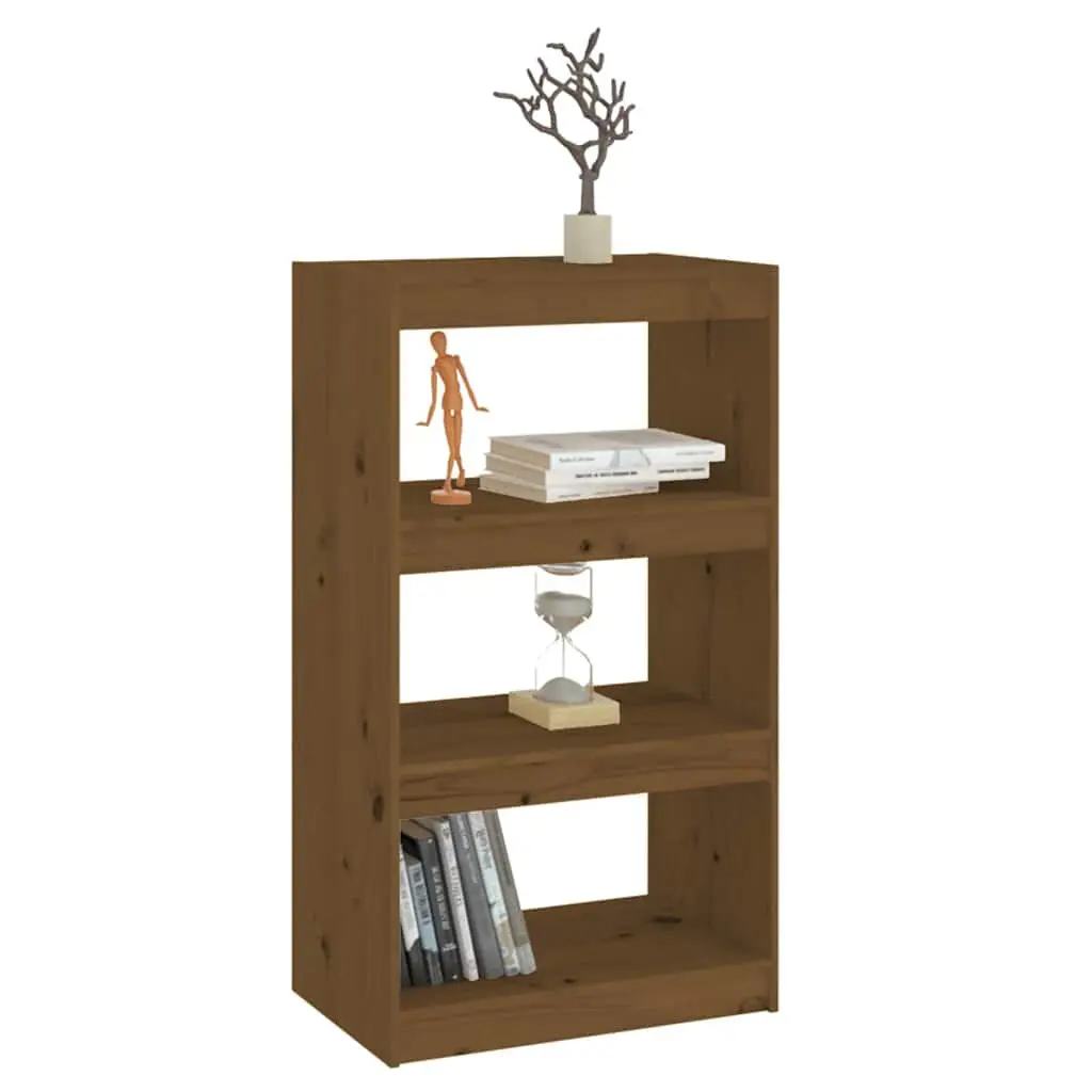Book Cabinet Room Divider Honey Brown Wooden Bookshelf 3 Compartments Storage