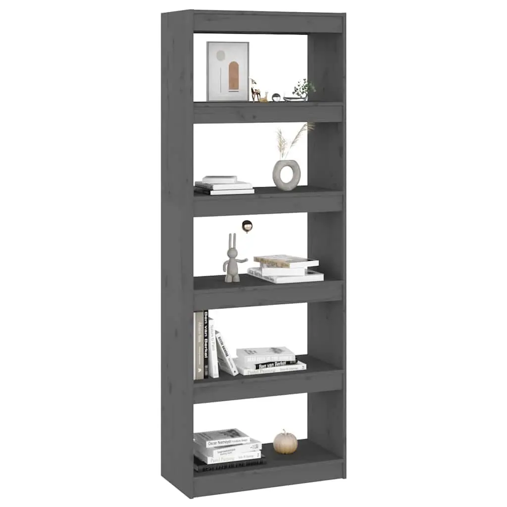 Book Cabinet Room Divider Bookcase Grey 60x30x167.5 cm Solid Pine Wood Shelf