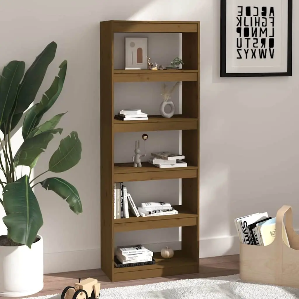 Book Cabinet Room Divider Honey Brown 60x30x167.5cm Solid Pine Wood Bookshelf