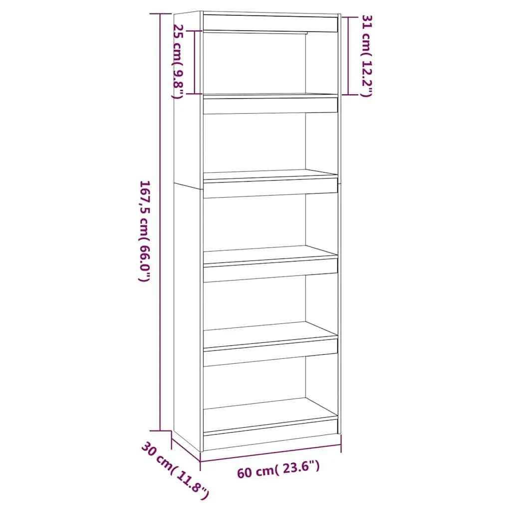 Book Cabinet Room Divider Honey Brown 60x30x167.5cm Solid Pine Wood Bookshelf