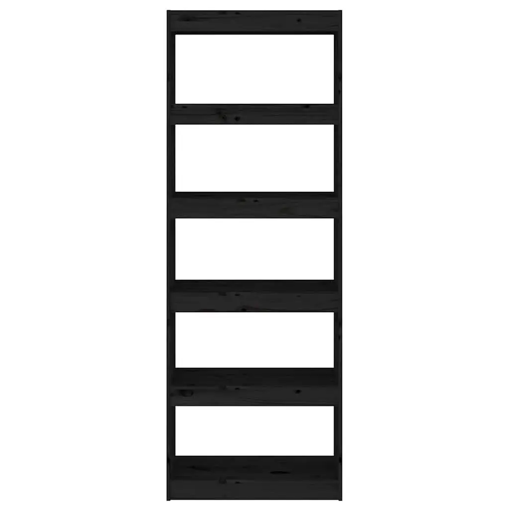 Book Cabinet Room Divider Black Solid Pine Wood 60x30x167.5 cm