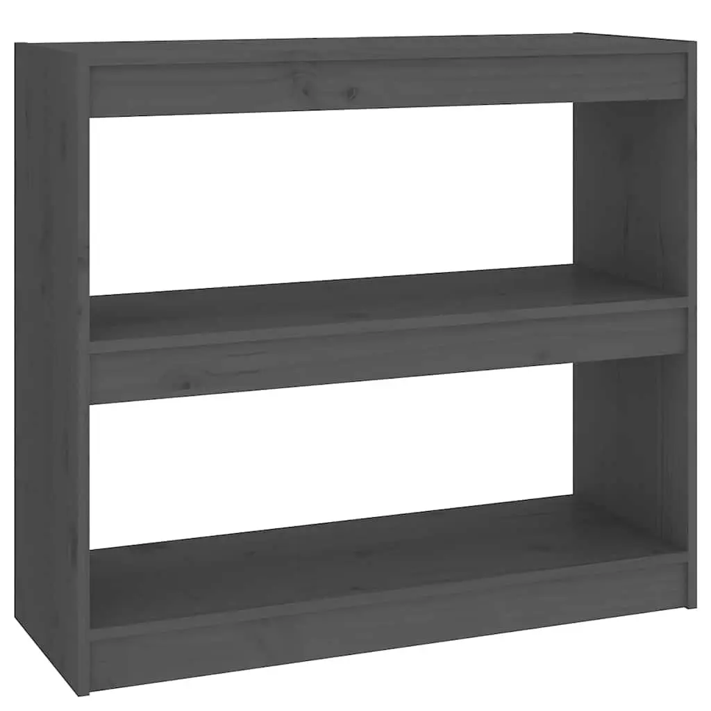 Book Cabinet Room Divider Grey Solid Wood Pine Shelving Storage