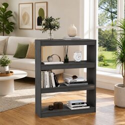 Grey Solid Pine Wood Organizer with 3 Storage Areas