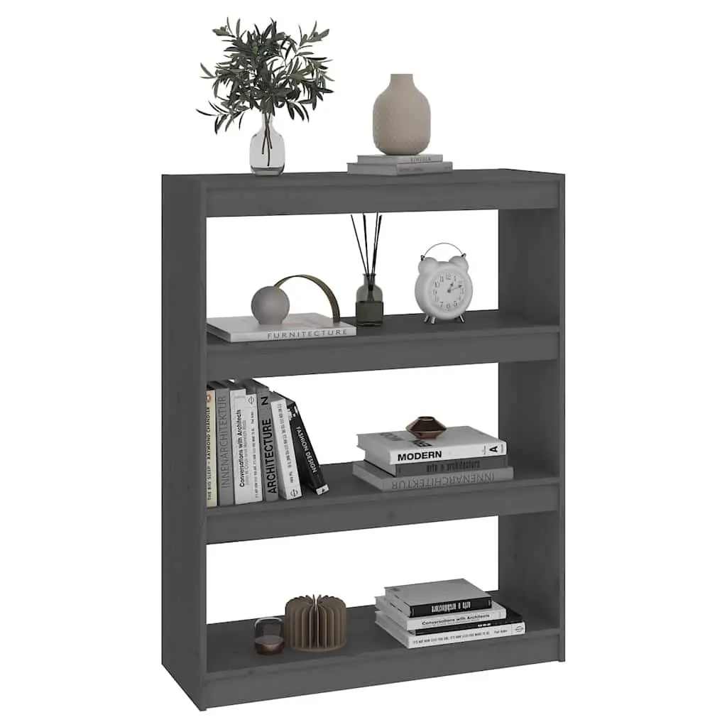 Grey Solid Pine Wood Organizer with 3 Storage Areas