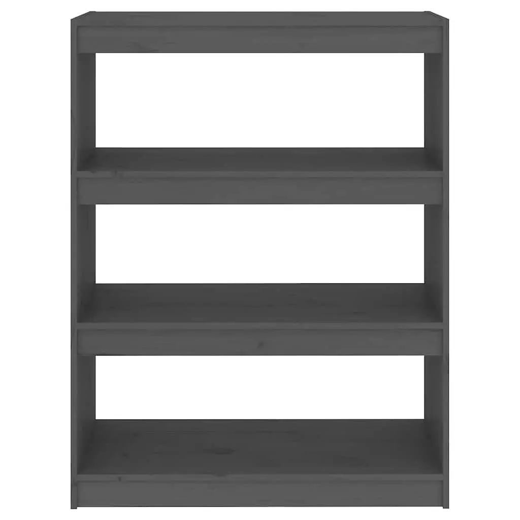 Grey Solid Pine Wood Organizer with 3 Storage Areas
