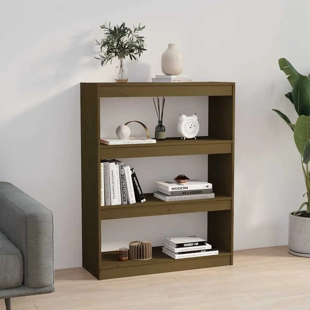 Book Cabinet Room Divider Honey Brown Wooden Shelving Unit Storage Organizer